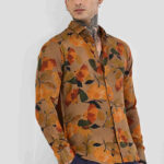 Brown Abstract Slim Fit Shirt