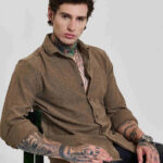 Dark Brown Textured Slim Fit Shirt