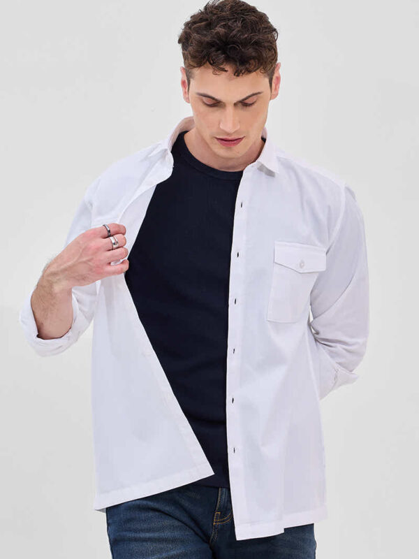 White Solid Slim Fit Shirt