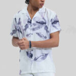 White Abstract Cuban Box Fit Shirt