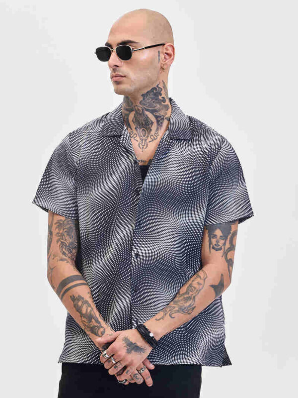Grey Abstract Box Fit Shirt