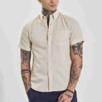 Beige Solid Slim Fit Shirt