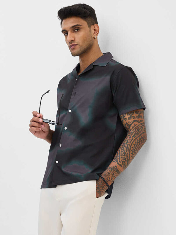 Charcoal Grey Abstract Box Fit Shirt